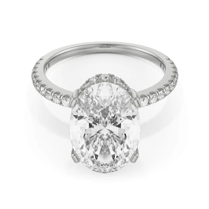Hidden Halo Oval Lab Grown Diamond Solitaire Ring 9KT