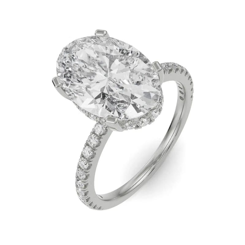 Hidden Halo Oval Lab Grown Diamond Solitaire Ring 9KT