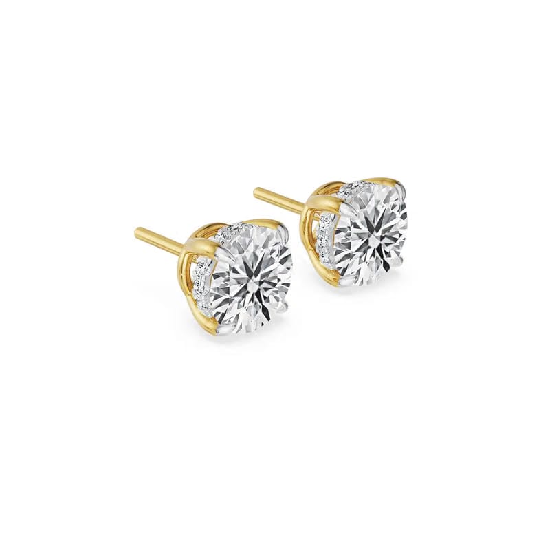 Hidden Halo Round Lab Grown Diamond Earrings 9KT