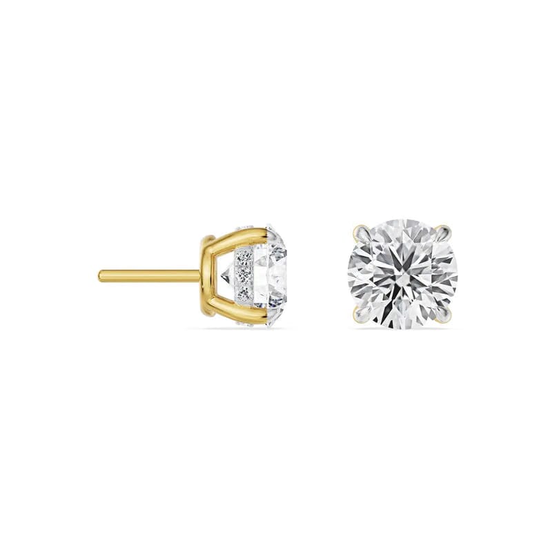 Hidden Halo Round Lab Grown Diamond Earrings 9KT