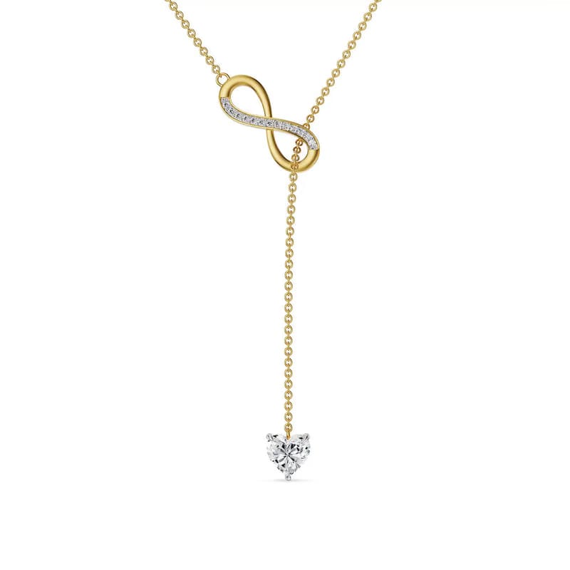 Infinity Heart Lab Grown Diamond Lariat Necklace 9KT