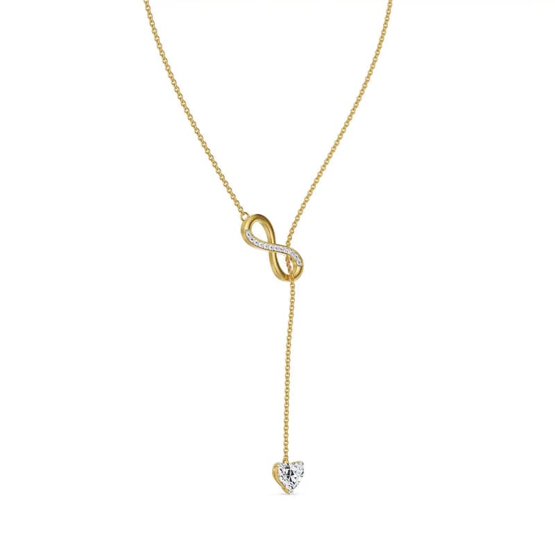Infinity Heart Lab Grown Diamond Lariat Necklace 9KT
