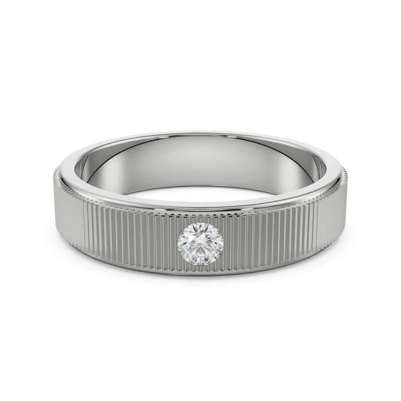 Inlay Round Lab Grown Diamond Band 9KT