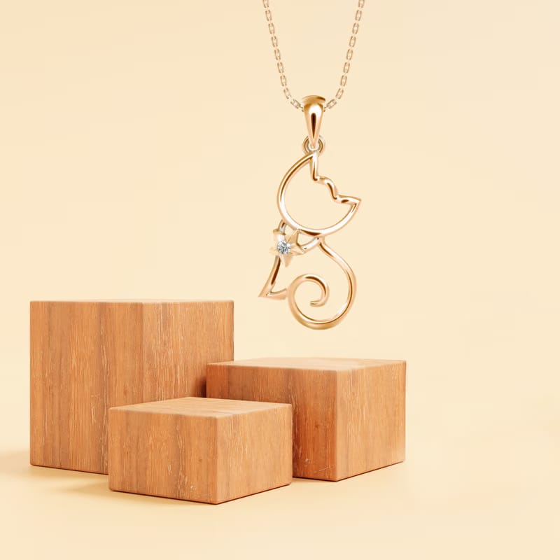Kitty Cat Lab Grown Diamond Pendant 9KT
