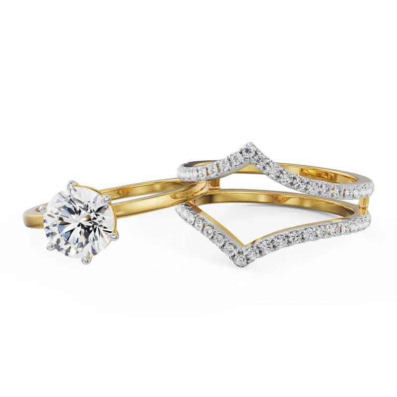 Lab Grown Diamond Solitaire Chevron Engagement Ring 9KT