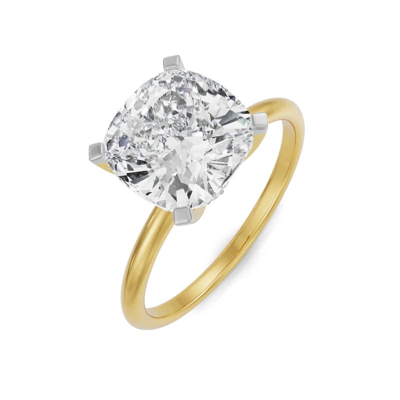 Lab Grown Diamond Solitaire Cushion Cut Engagement Ring