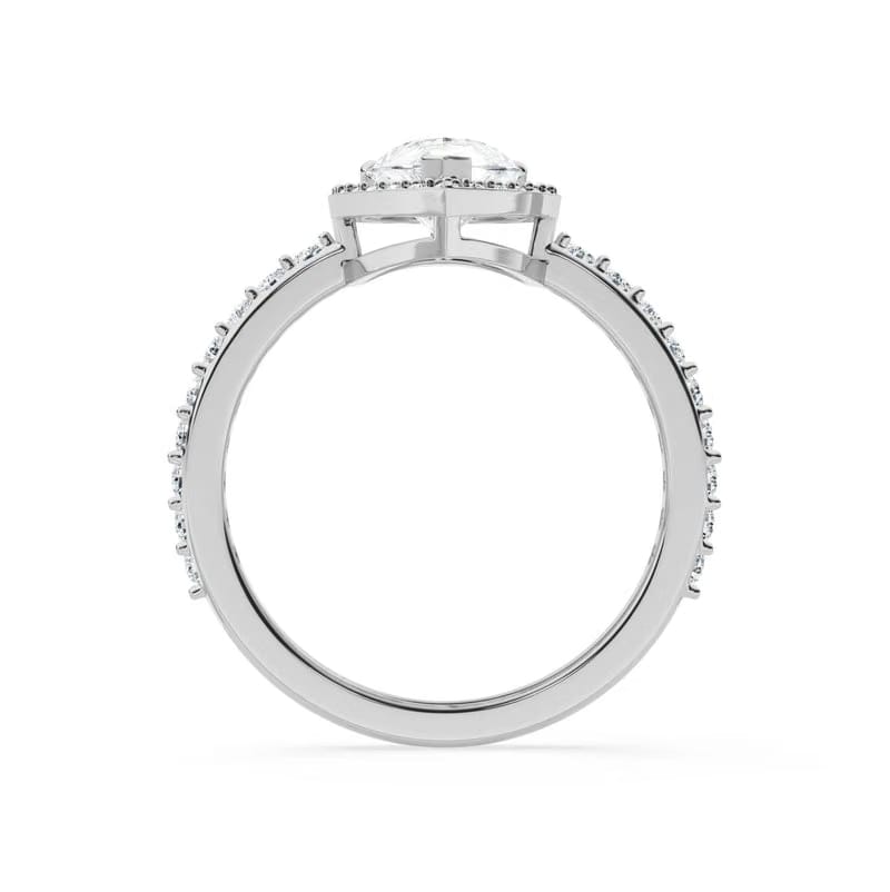 Lab Grown Diamond Solitaire Pear Halo Engagement Ring