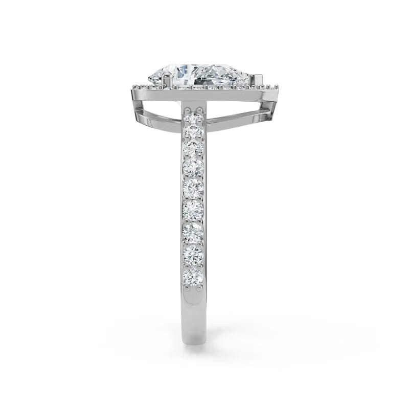 Lab Grown Diamond Solitaire Pear Halo Engagement Ring