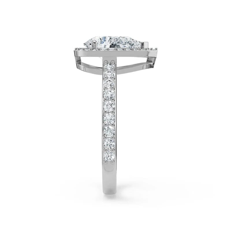 Lab Grown Diamond Solitaire Pear Halo Engagement Ring 9KT