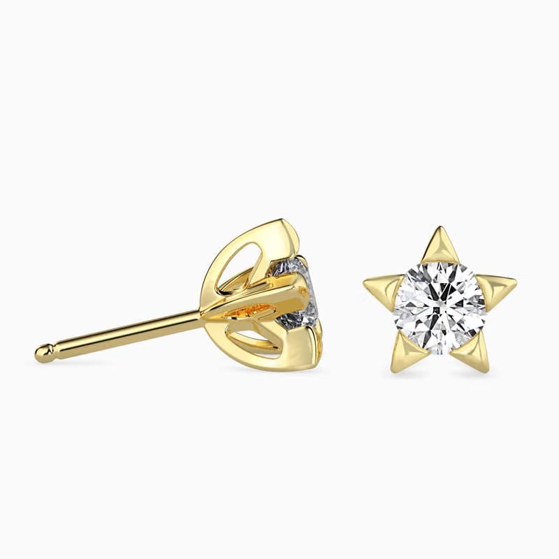 Lab Grown Diamond Solitaire Star Studs 9KT