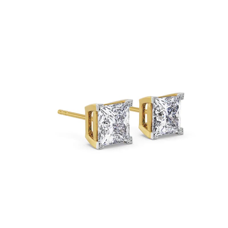 Lab-Grown 1 CT Classic Square Diamond Studs 9KT