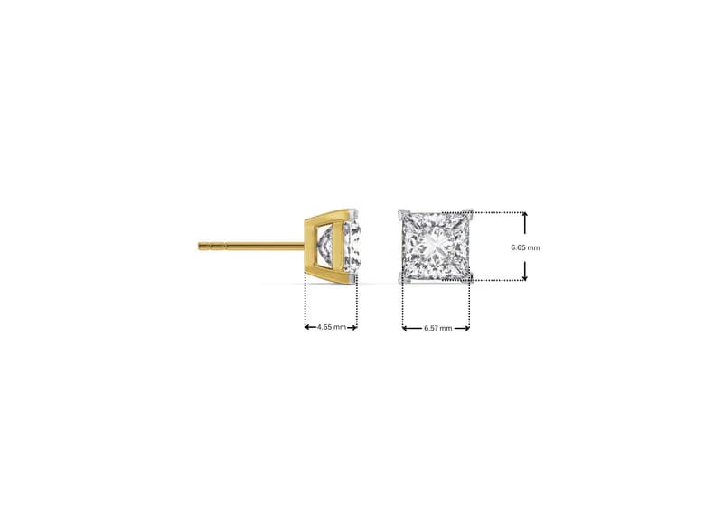Lab-Grown 1 CT Classic Square Diamond Studs 9KT