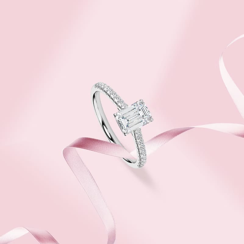 Lab-Grown Emerald Cut Solitaire Ring