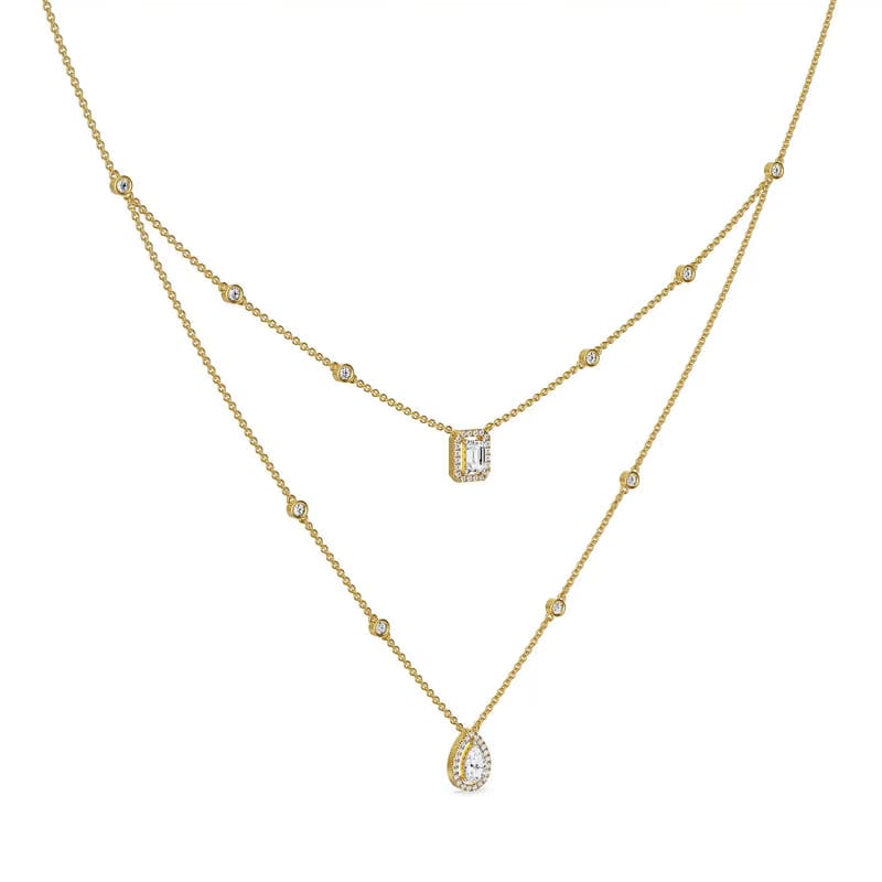 Layered Halo Solitaire Lab Grown Diamond Necklace - Alice Meyers
