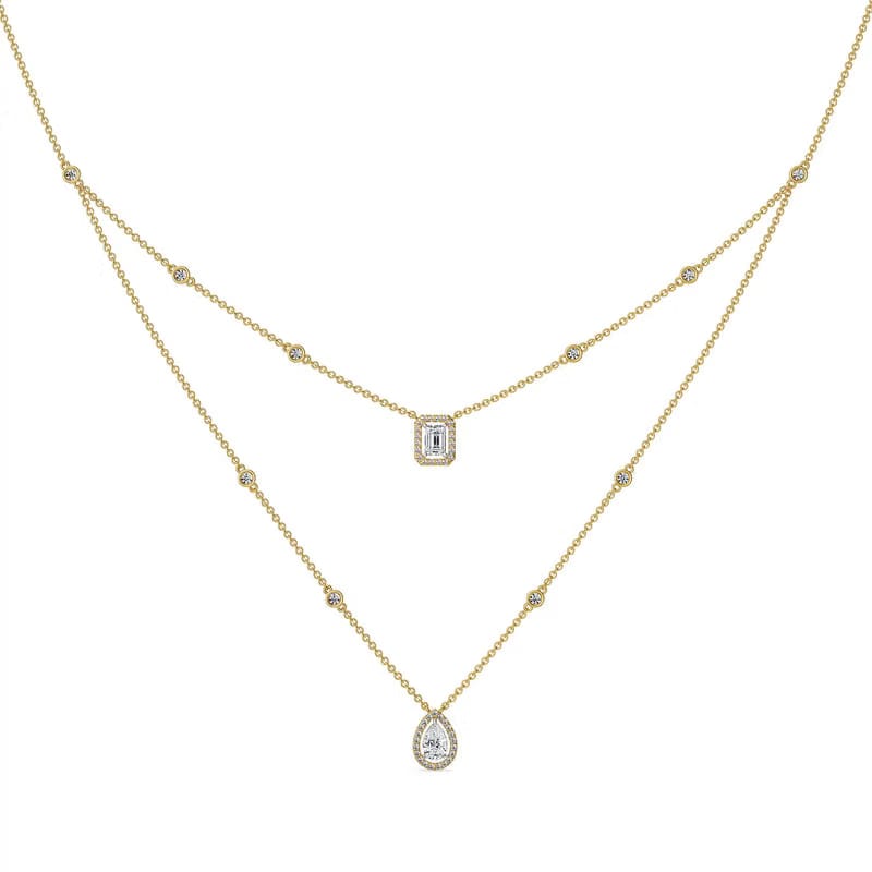 Layered Halo Solitaire Lab Grown Diamond Necklace - Alice Meyers