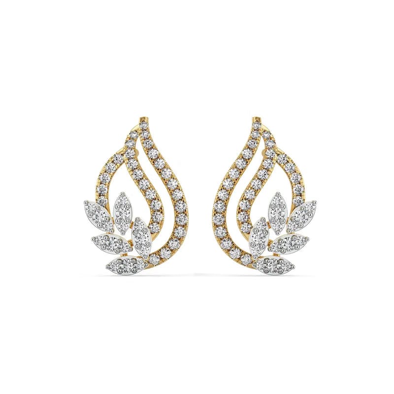 Leafy Bloom Lab Grown Diamond Earrings 9KT