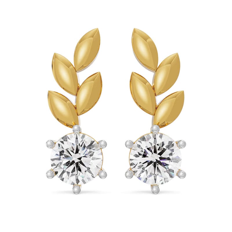 Leafy Lab Grown Diamond Solitaire Studs