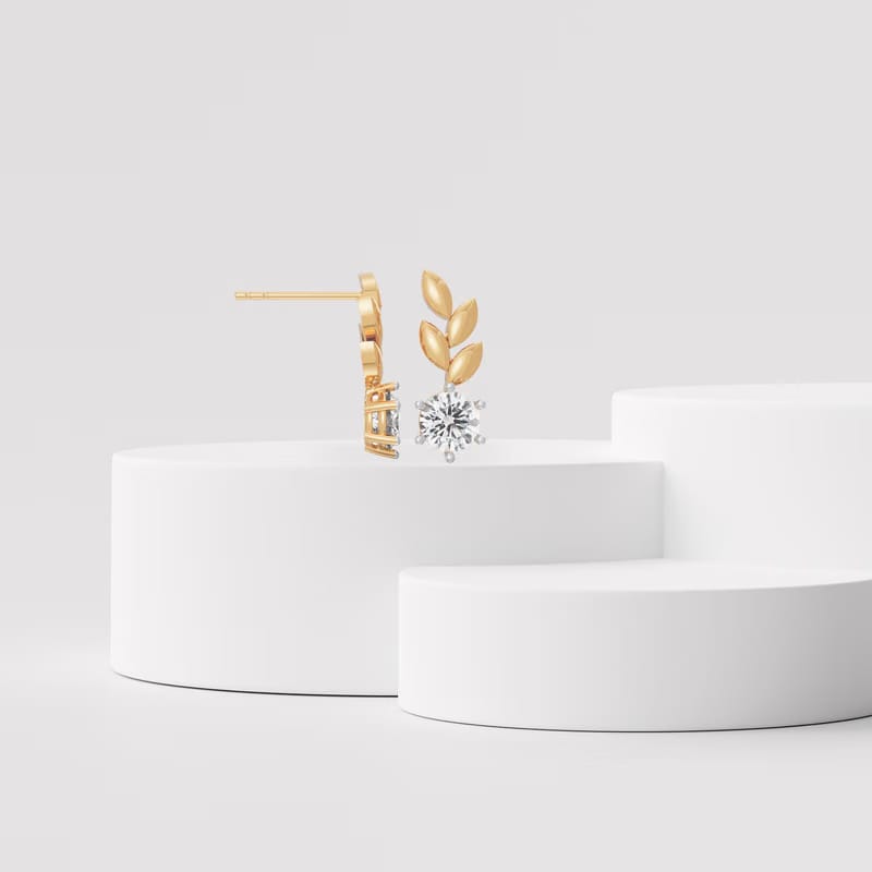 Leafy Lab Grown Diamond Solitaire Studs