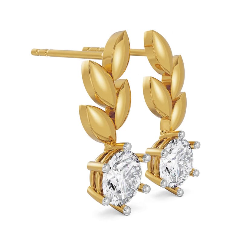 Leafy Lab Grown Diamond Solitaire Studs