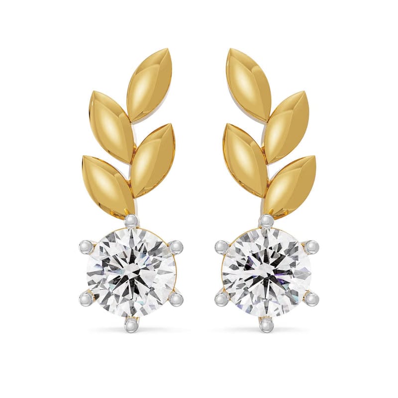 Leafy Lab Grown Diamond Solitaire Studs 9KT