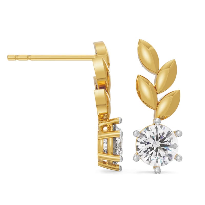 Leafy Lab Grown Diamond Solitaire Studs 9KT