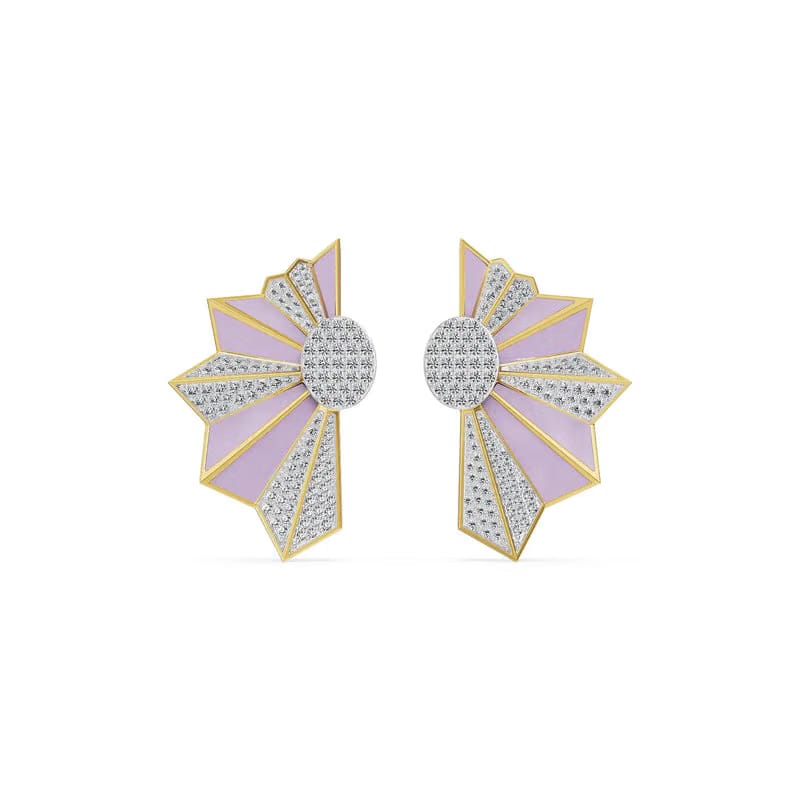 Lilac Art Deco Lab Grown Diamond Earrings