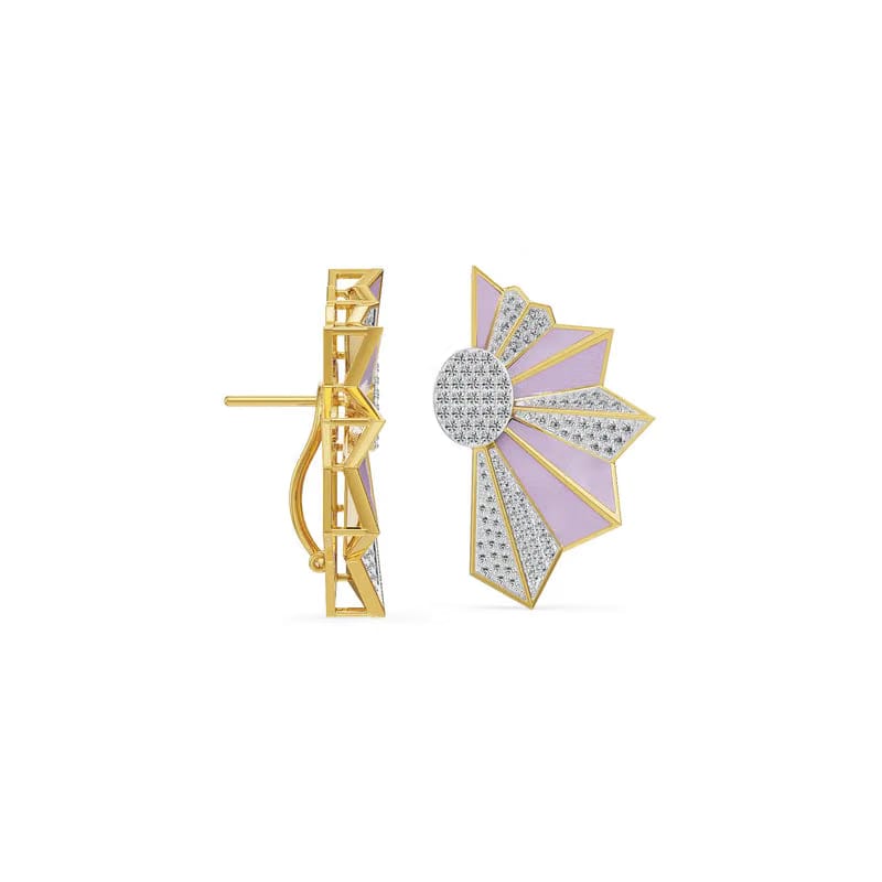 Lilac Art Deco Lab Grown Diamond Earrings