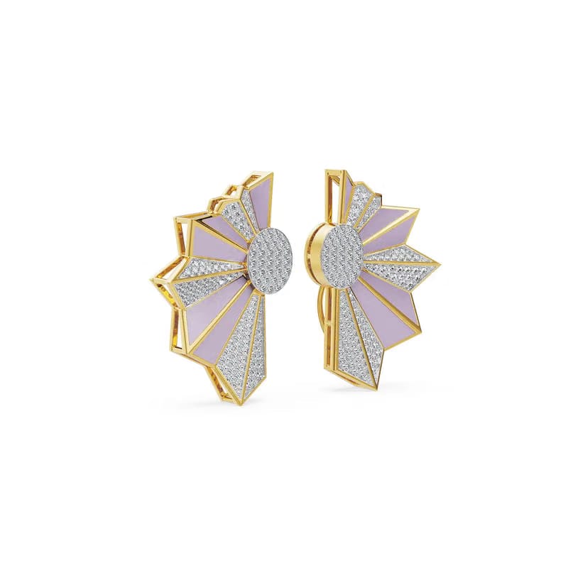 Lilac Art Deco Lab Grown Diamond Earrings
