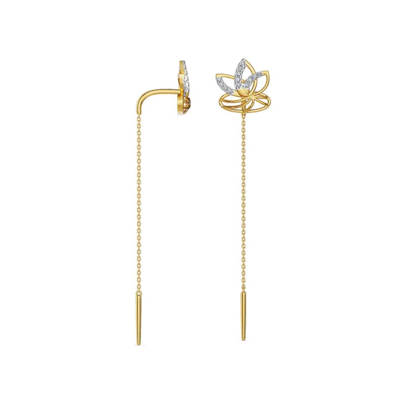 Lotus Petal Sui Dhaga Diamond Earrings