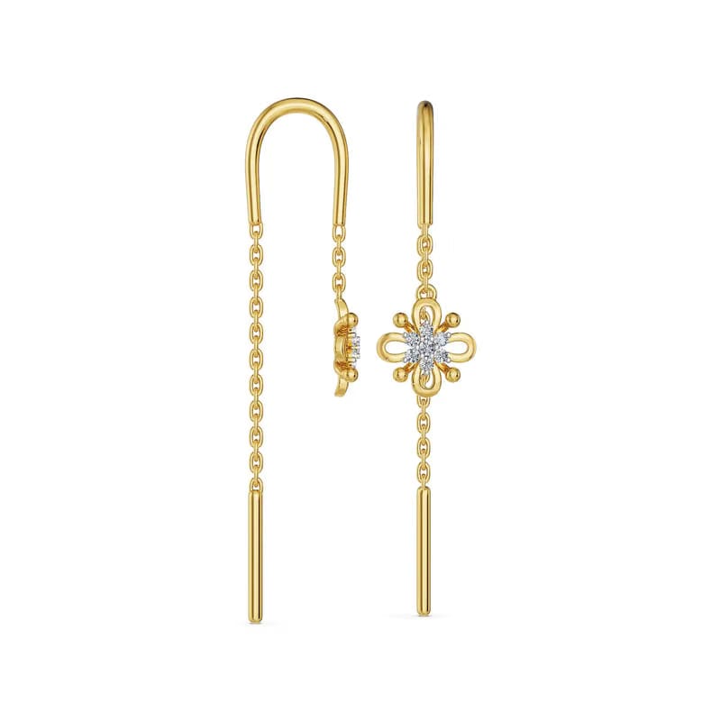 Lotus Sui Dhaga Lab Grown Diamond Earrings