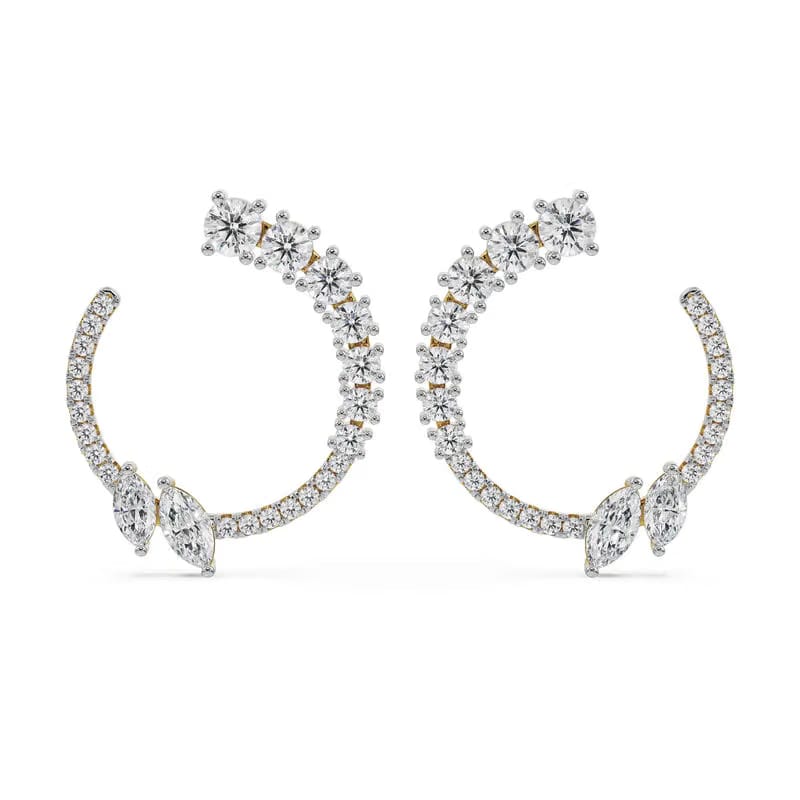 Marquise and Round Lab Grown Diamond Earrings