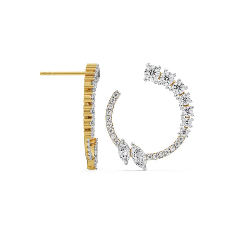 Marquise and Round Lab Grown Diamond Earrings