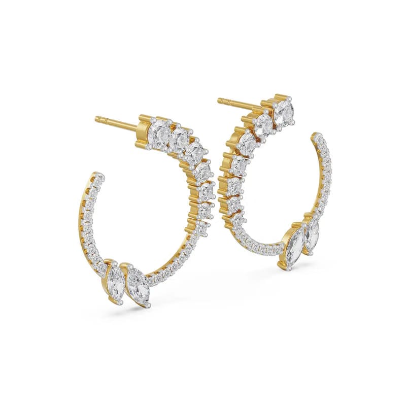 Marquise and Round Lab Grown Diamond Earrings 9KT