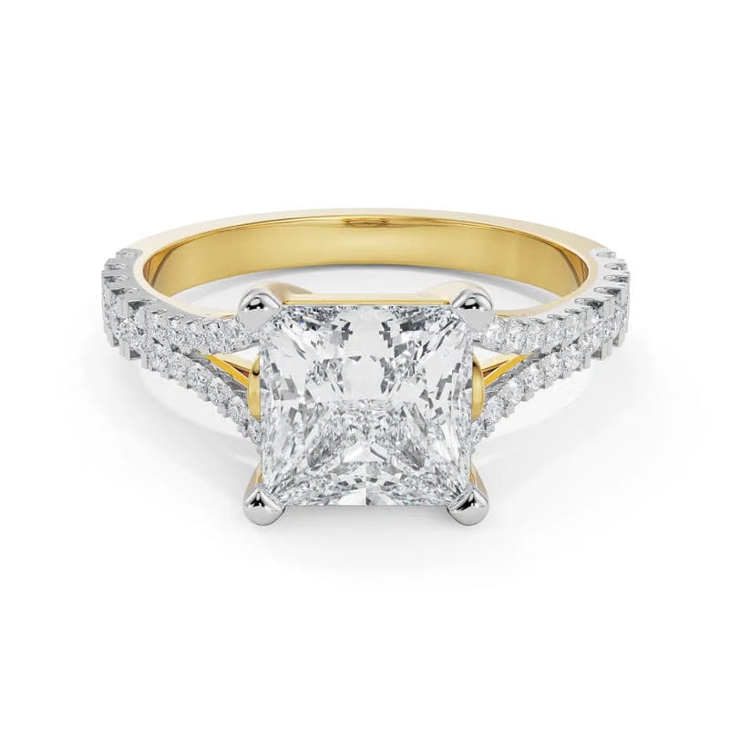 Mauve Princess Cut Lab Diamond Engagement Ring