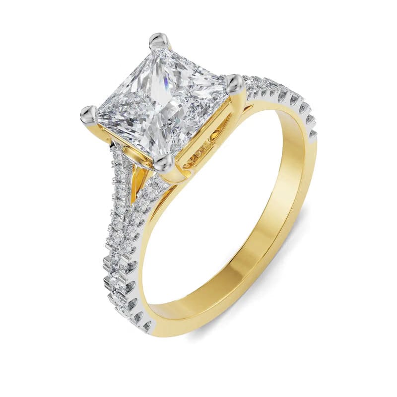 Mauve Princess Cut Lab Diamond Engagement Ring 9KT