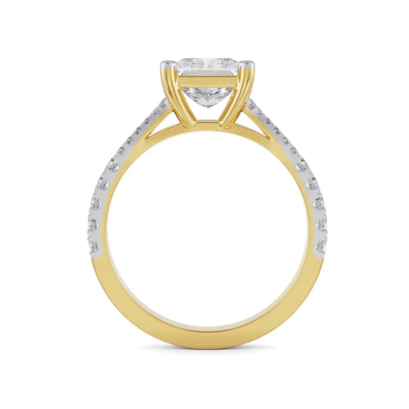 Mauve Princess Cut Lab Diamond Engagement Ring 9KT