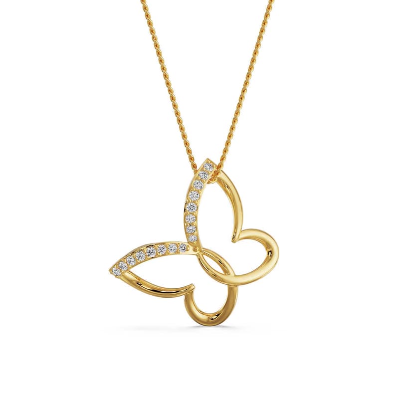 Minimalist Butterfly Lab Grown Diamond Pendant 9KT