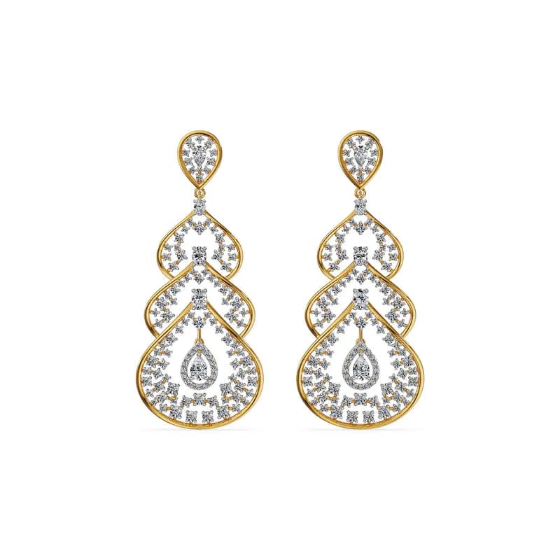 Moonlit Cascade Lab Grown Diamond Chandelier Earrings