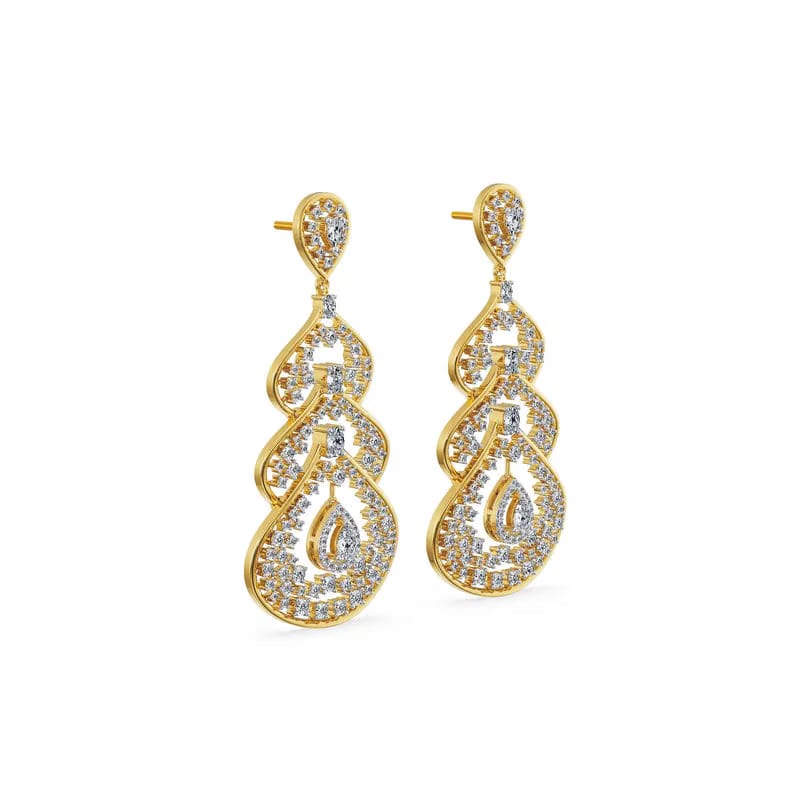 Moonlit Cascade Lab Grown Diamond Chandelier Earrings