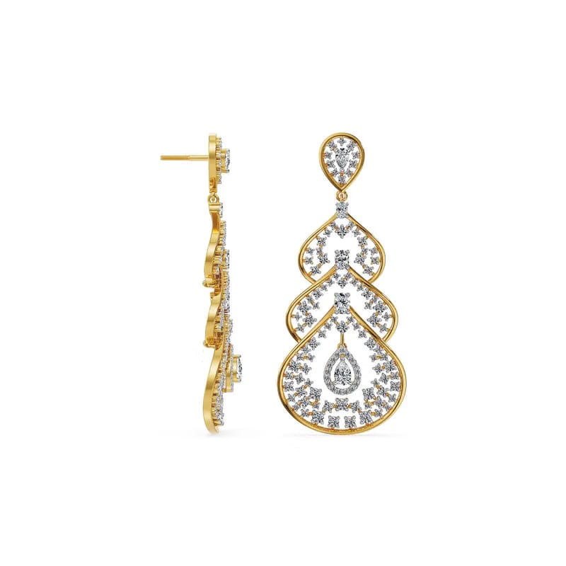 Moonlit Cascade Lab Grown Diamond Chandelier Earrings 9KT