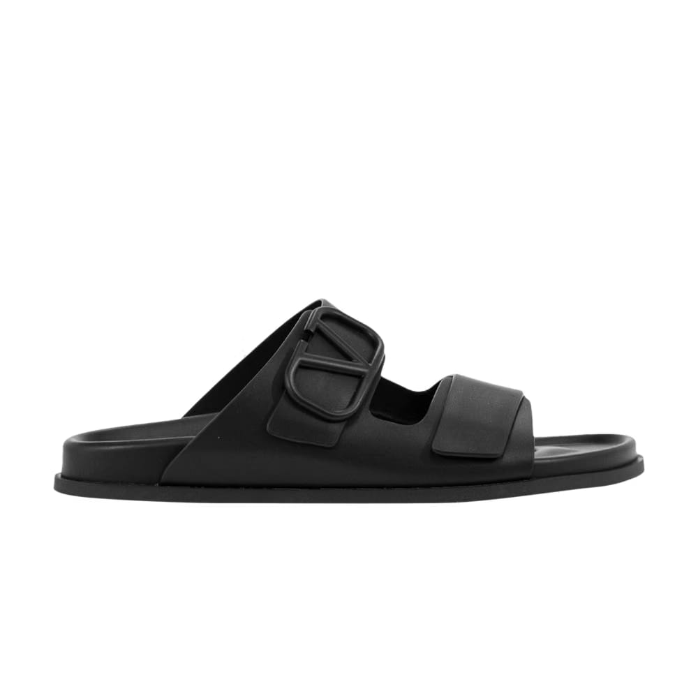 Valentino Double Strap Sandal Black VLogo Signature