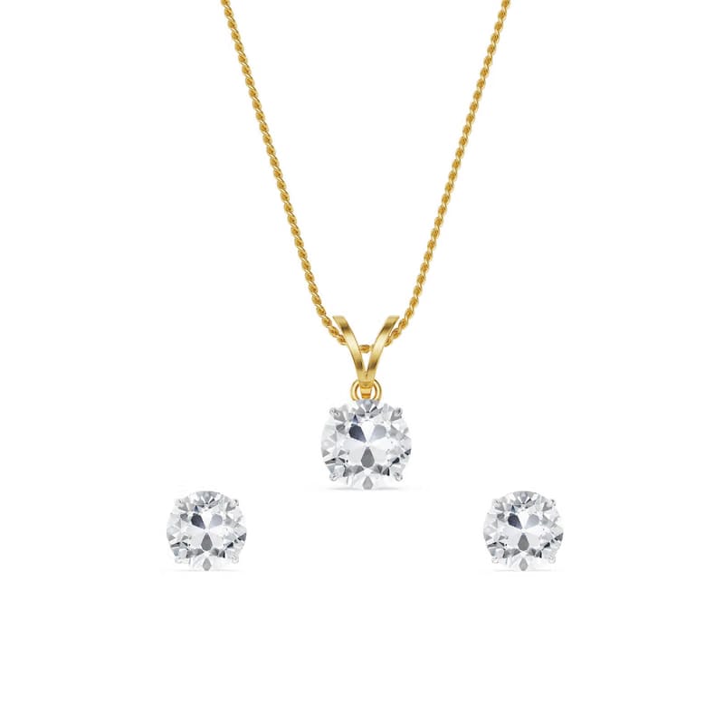 Old European Cut Lab Grown Diamond Pendant Set