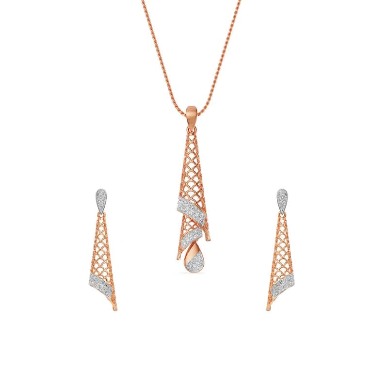 Opulent Diamond Drop Pendant Set 9KT