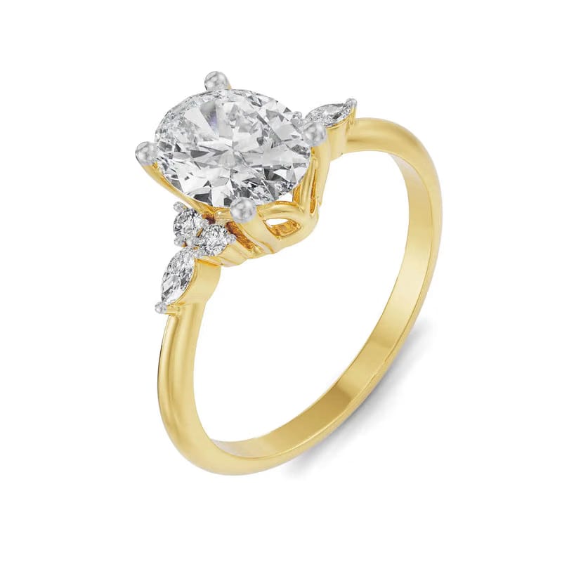 Oval Cluster Lab Diamond Engagement Ring