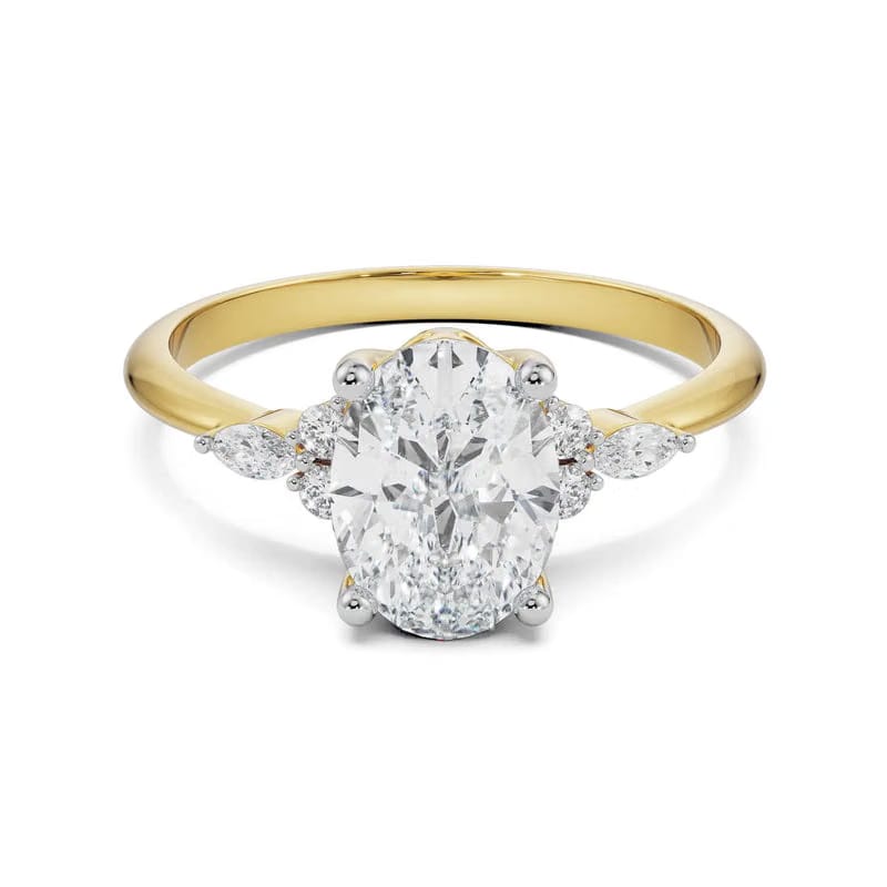 Oval Cluster Lab Diamond Engagement Ring 9KT