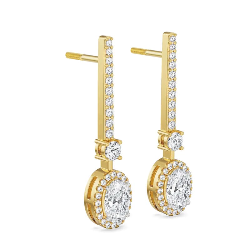 Oval Drop Lab Grown Diamond Earrings