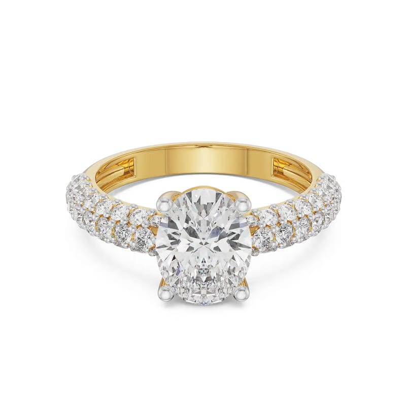 Oval Lab Grown Diamond Pave Ring 9KT