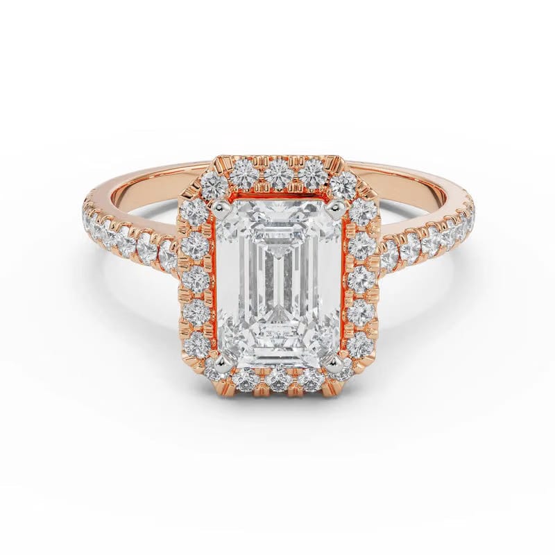 Pave Lab Grown Diamond Halo Engagement Ring