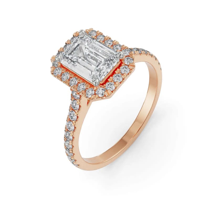 Pave Lab Grown Diamond Halo Engagement Ring