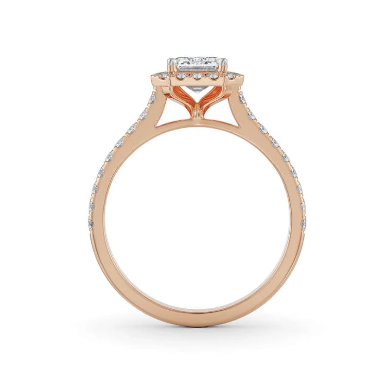 Pave Lab Grown Diamond Halo Engagement Ring